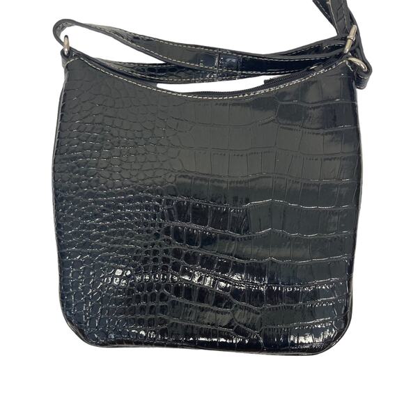 Nine West Black Patent Leather Crocodile Bag - Picture 3 of 6